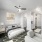 Studio apartment with bedroom and living room furniture