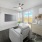 Studio apartment with bedroom and living room furniture