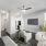 Studio apartment with bedroom and living room furniture