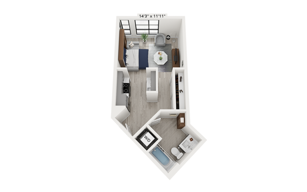 S3 1 Bed 1 Bath Floorplan