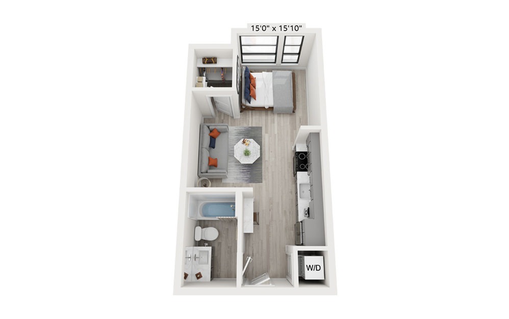 S2 1 Bed 1 Bath Floorplan