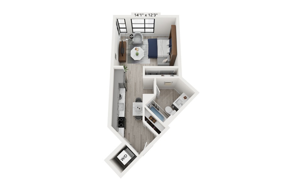 S4 1 Bed 1 Bath Floorplan