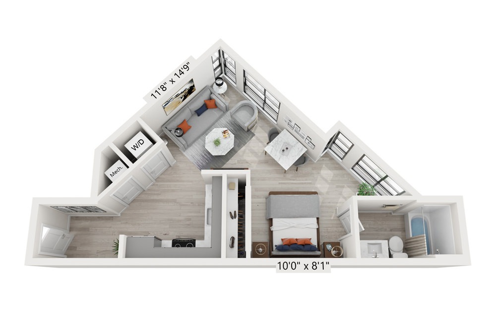 S5 1 Bed 1 Bath Floorplan