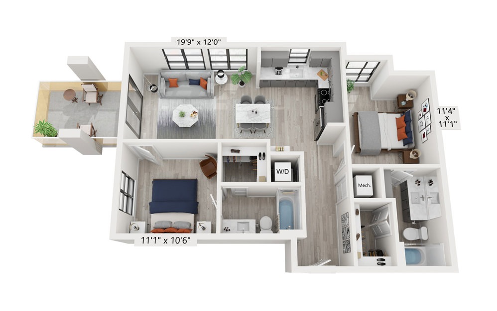 B2 2 Bed 2 Bath Floorplan